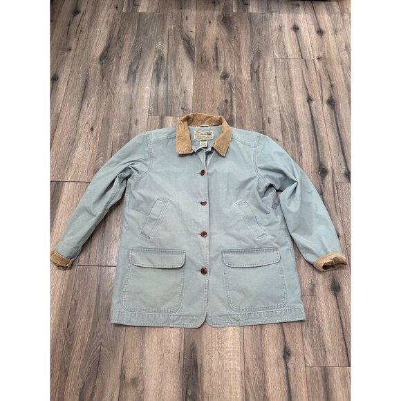 L.L. Bean Jackets & Blazers - L.L. Bean Womens XL Reg Barn Utility Canvas Jacket W/ Corduroy Trim Pockets Ligh
